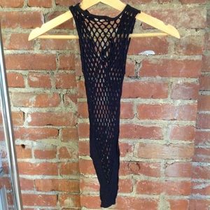 Black fishnet bodysuit one size